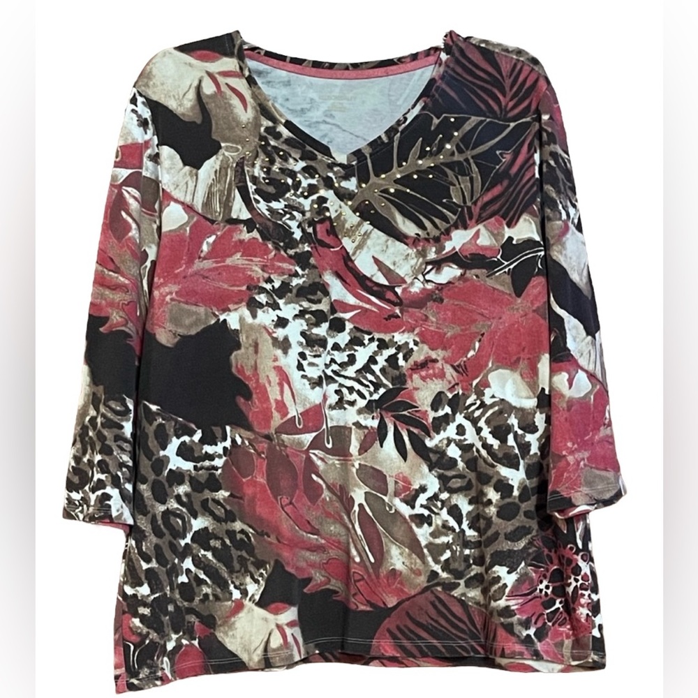 Allison Daley V Neck Quarter Sleeve Top Sz XL